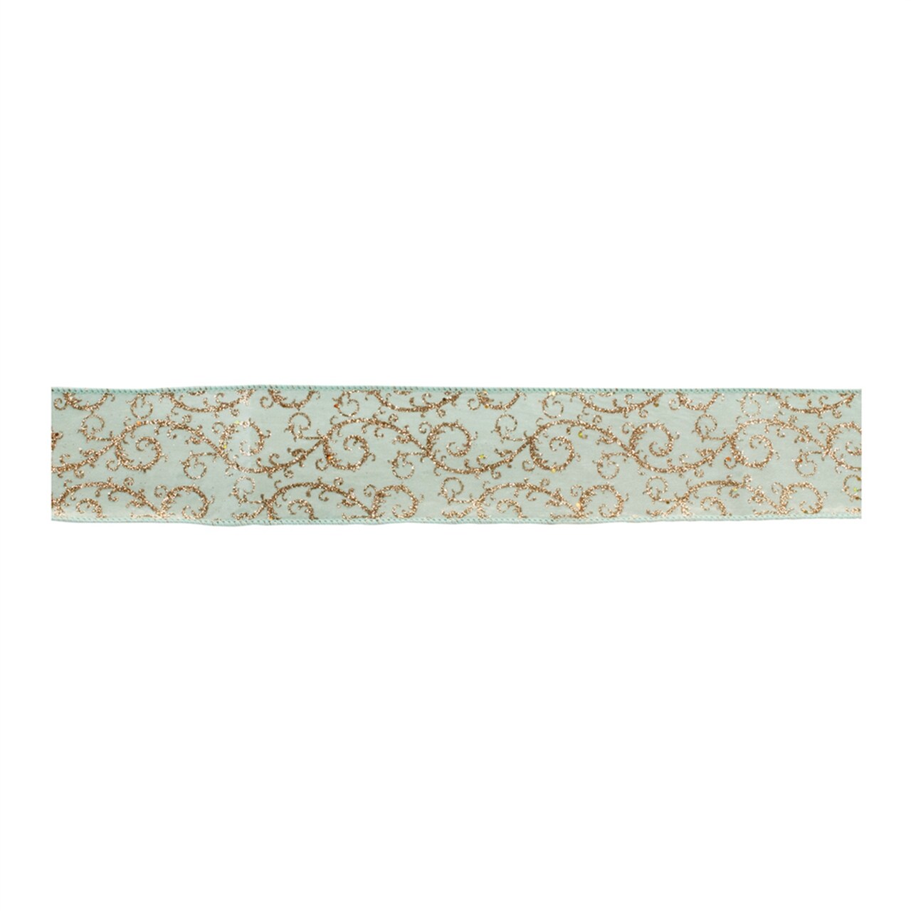 Melrose Ornate Vine Christmas Wired Craft Ribbon - 2.5" x 10 Yards - Green and Gold
